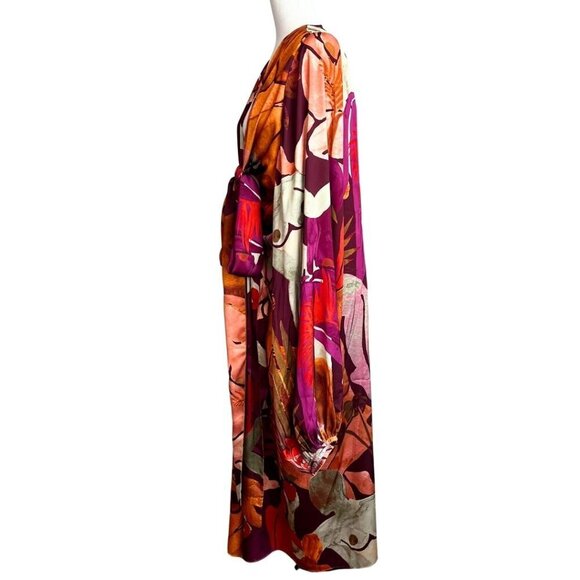 ANDREA IYAMAH TAKWA COLORFUL FRONT-TIE KIMONO MIDI DRESS IN EVE PRINT - OS - Picture 2 of 13